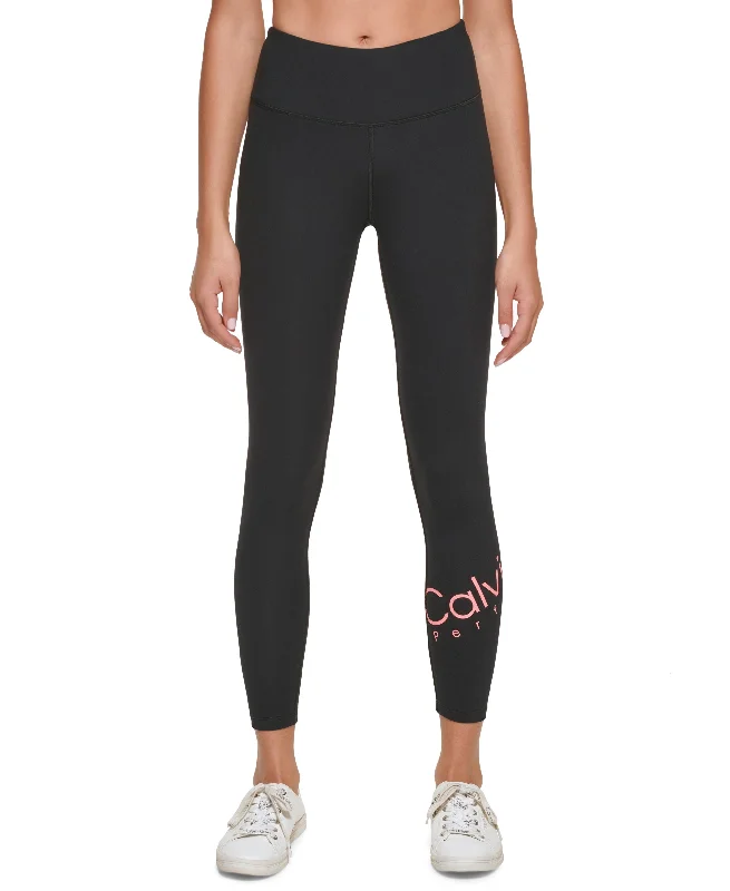 Calvin Klein Performance Womens Logo 7/8 Leggings Elegant Satin Finish Leggings