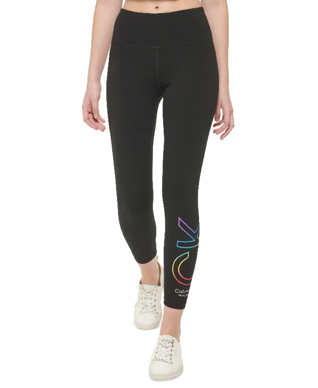 Calvin Klein Performance Womens Pride Ombre Logo 7/8 Leggings Trendy Tie-Dye Leggings