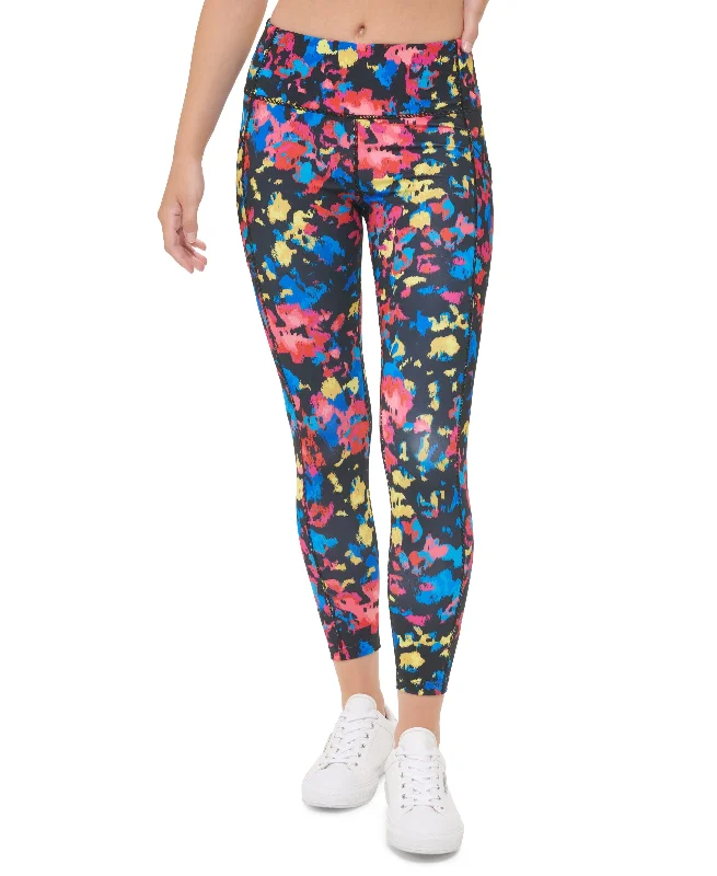 Calvin Klein Womens Printed High-Waist 7/8 Leggings Chic Velvet Soft Leggings