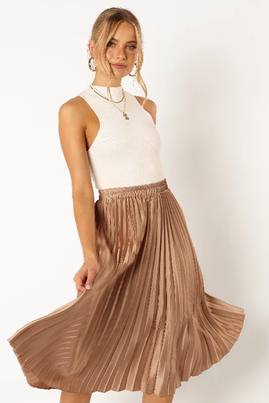 Chloe Plisse Skirt - Gold velvet skirt plush