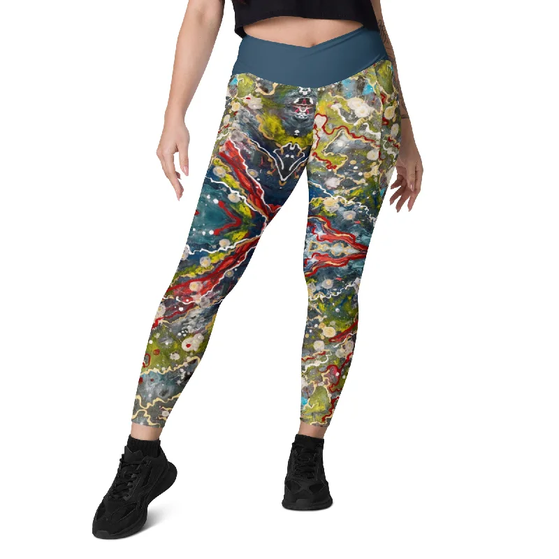 Crossover Leggings, golden galaxy Stylish Camo Print Leggings