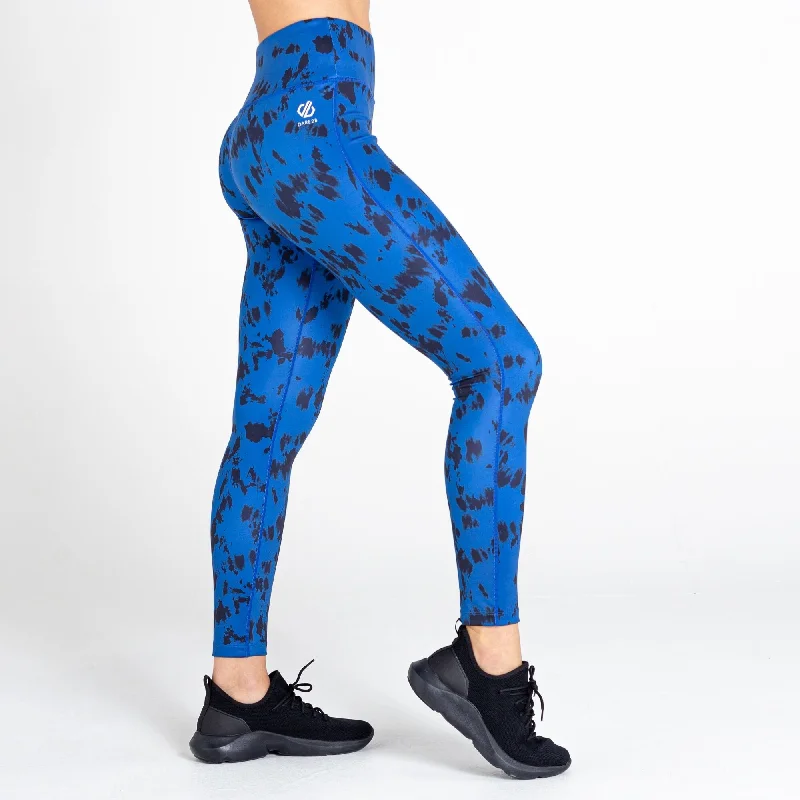 Dare2B Ladies Influential Full Leggings -BLUE Fashionable Floral Active Leggings