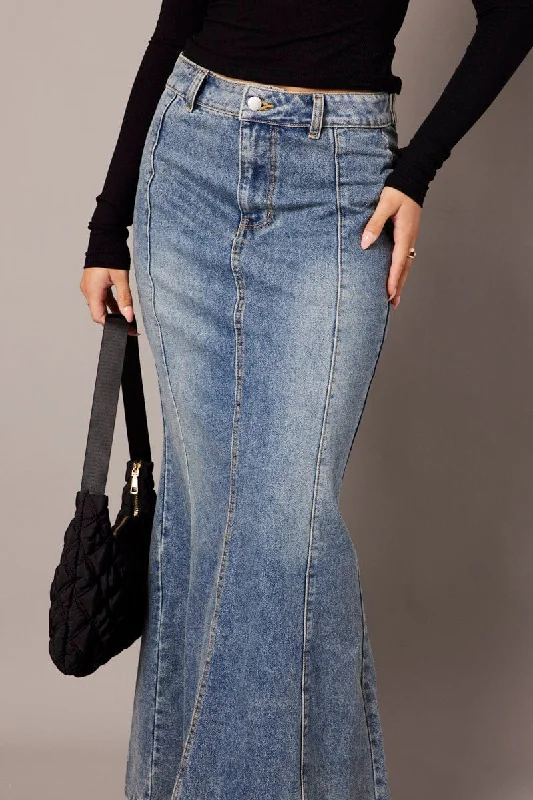 Denim Maxi Skirt High Rise boho skirt vibe