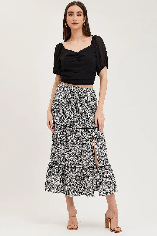Ditsy Print Maxi Skirt High Rise pencil skirt chic