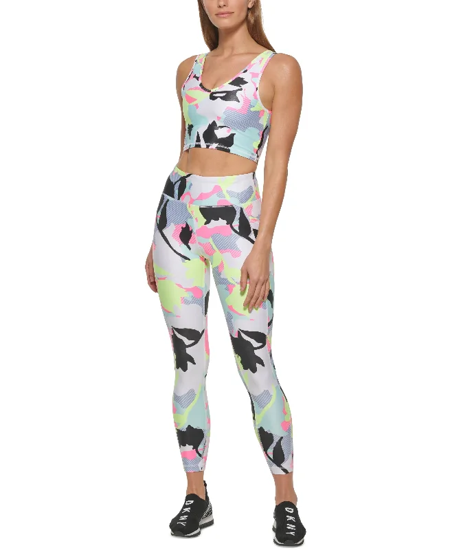 DKNY Sport Camo Floral Print 7/8 Leggings Fashionable Smooth Fit Leggings
