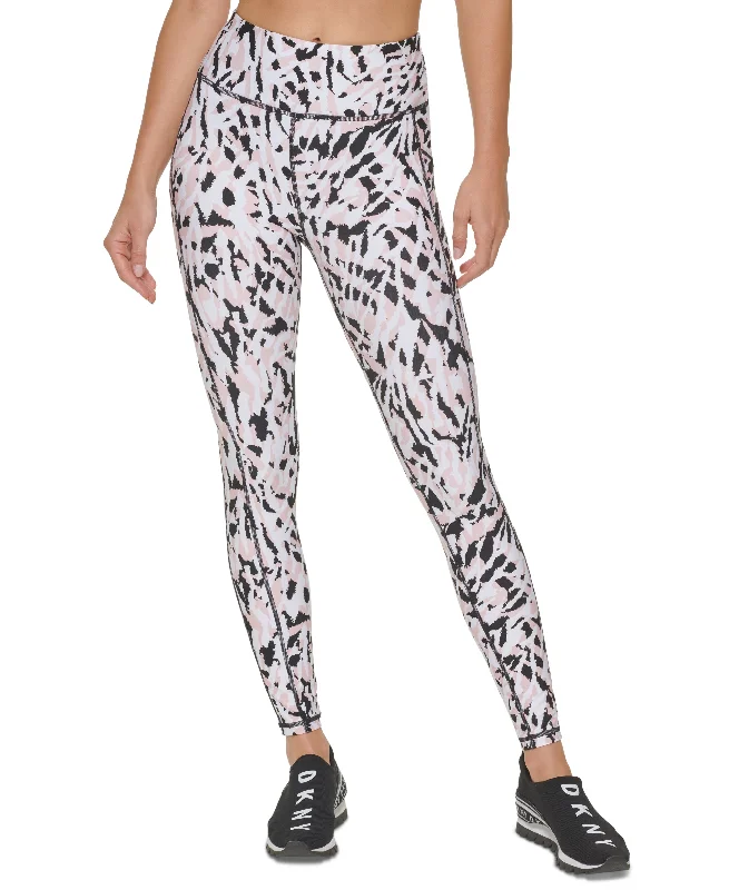 DKNY Sport Womens Etched Zebra Print 7/8 Leggings Cozy Cotton Leggings