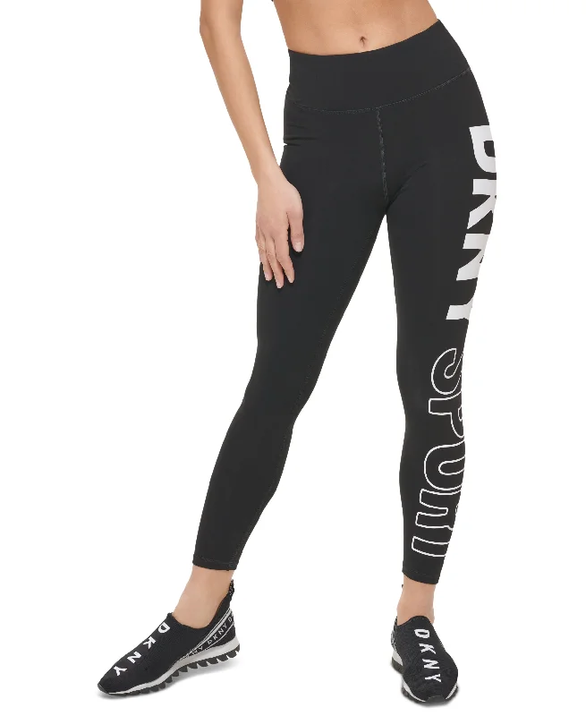 DKNY Sport Womens Exploded Sport Outline High Waist 7/8 Leggings Stylish Sweat-Proof Leggings