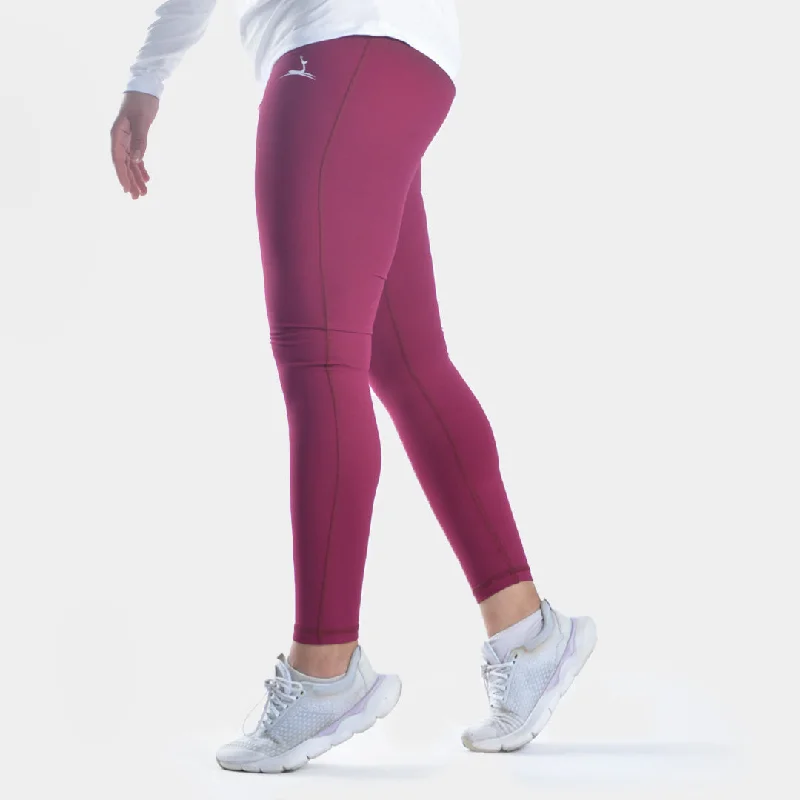 Doe side pocket elevate leggings- Burgundy Elegant Satin Finish Leggings