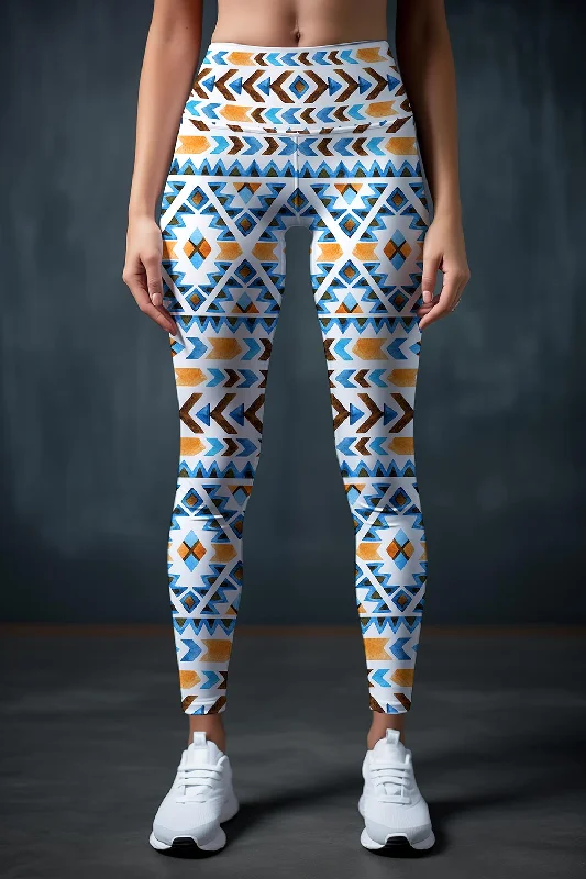 Ethno Chic Lucy Printed Performance Yoga Leggings - Women Elegant Velvet Leggings