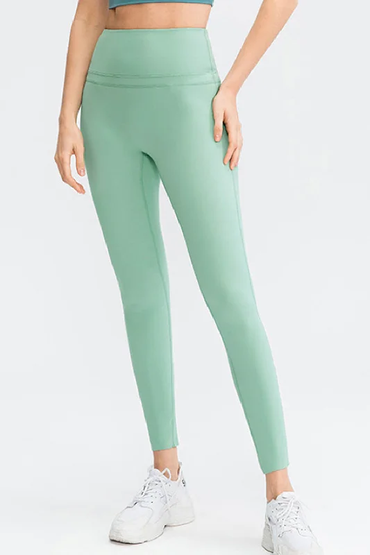 Exposed Seam High Waist Ankle-Length Yoga Leggings Cozy Lounge Pants Leggings