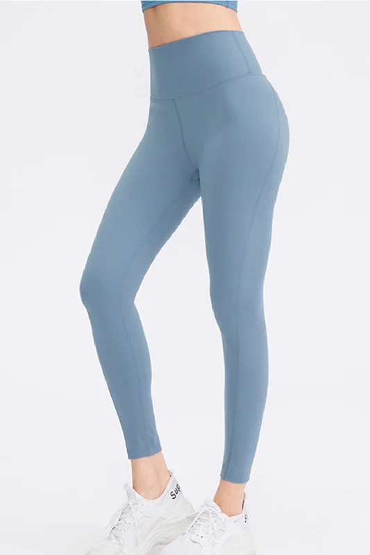 Exposed Seam High Waist Athletic Leggings Stylish Sweatproof Leggings