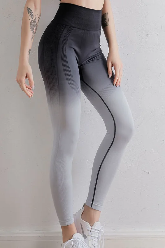 Gradient High Waist Sports Leggings Elegant Full-Body Leggings