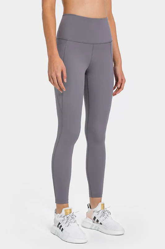 High Waist Ankle-Length Yoga Leggings with Pockets Casual Black Leggings