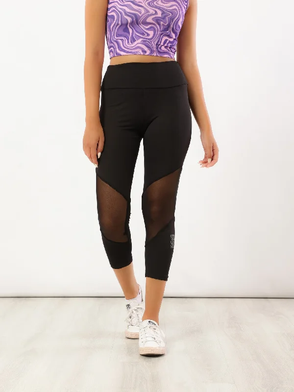 High Waisted Capri Mesh Leggings - Fit Freak Trendy Full-Length Leggings
