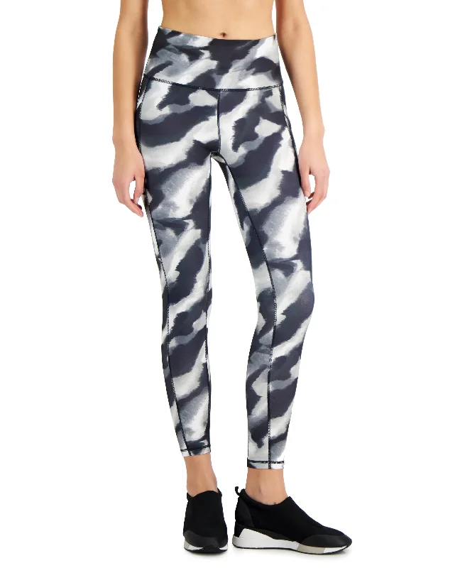 ID Ideology Petite Printed Full-Length Leggings Elegant Black Leggings