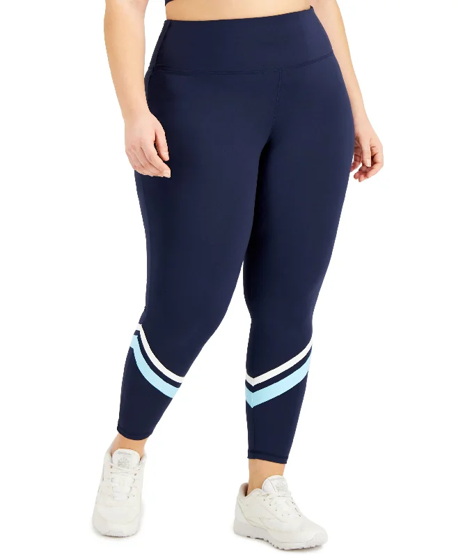 ID Ideology Plus Size Striped Side Pocket 7/8 Leggings Comfortable Slip-On Leggings