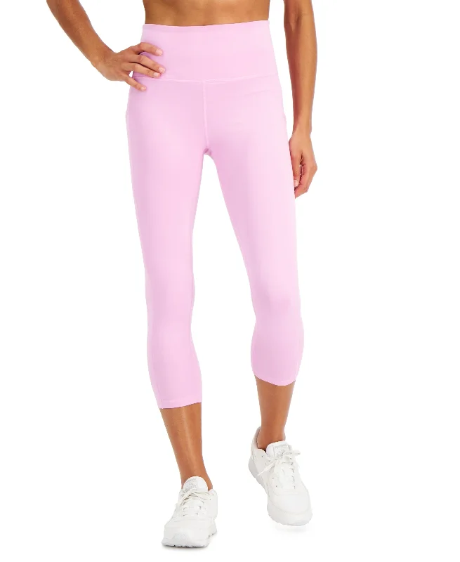 ID Ideology Womens Compression High Rise Side Pocket Cropped Leggings Stylish Yoga Leggings