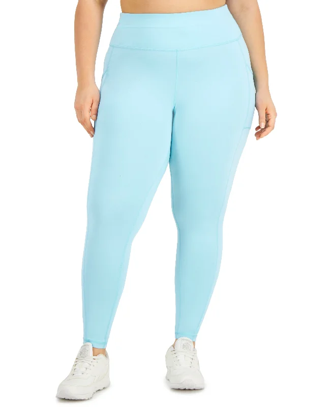 ID Ideology Womens Compression High Waist Side Pocket 7/8 Length Leggings In Reg Petites Comfortable Full-Body Compression Leggings