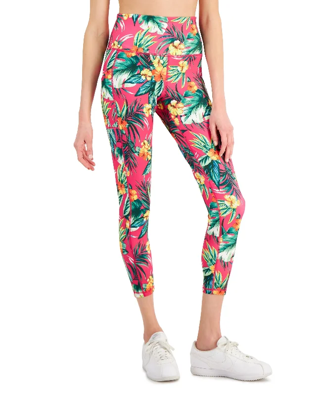 ID Ideology Womens Tropical Side Pocket 7/8 Leggings Comfortable Bootcut Workout Leggings