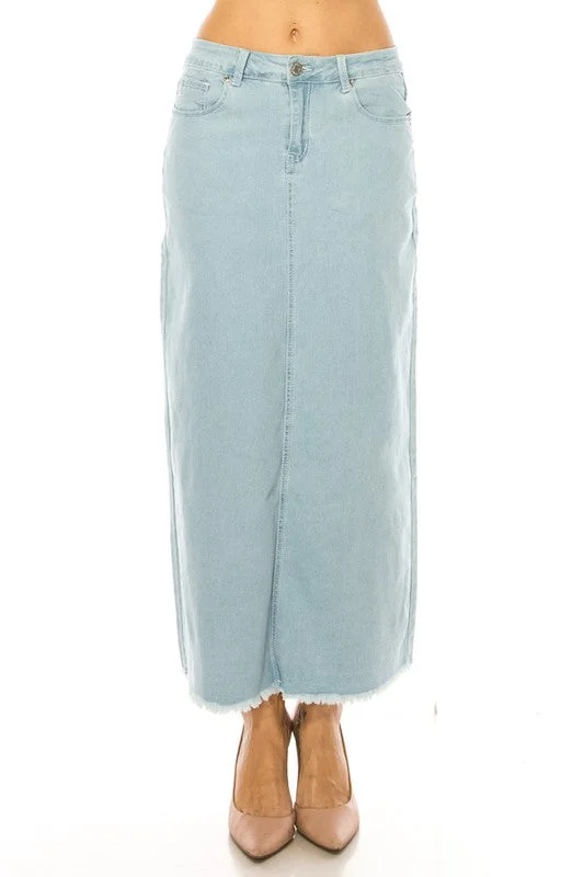 Kate Light Maxi Denim Skirt leather skirt sleek