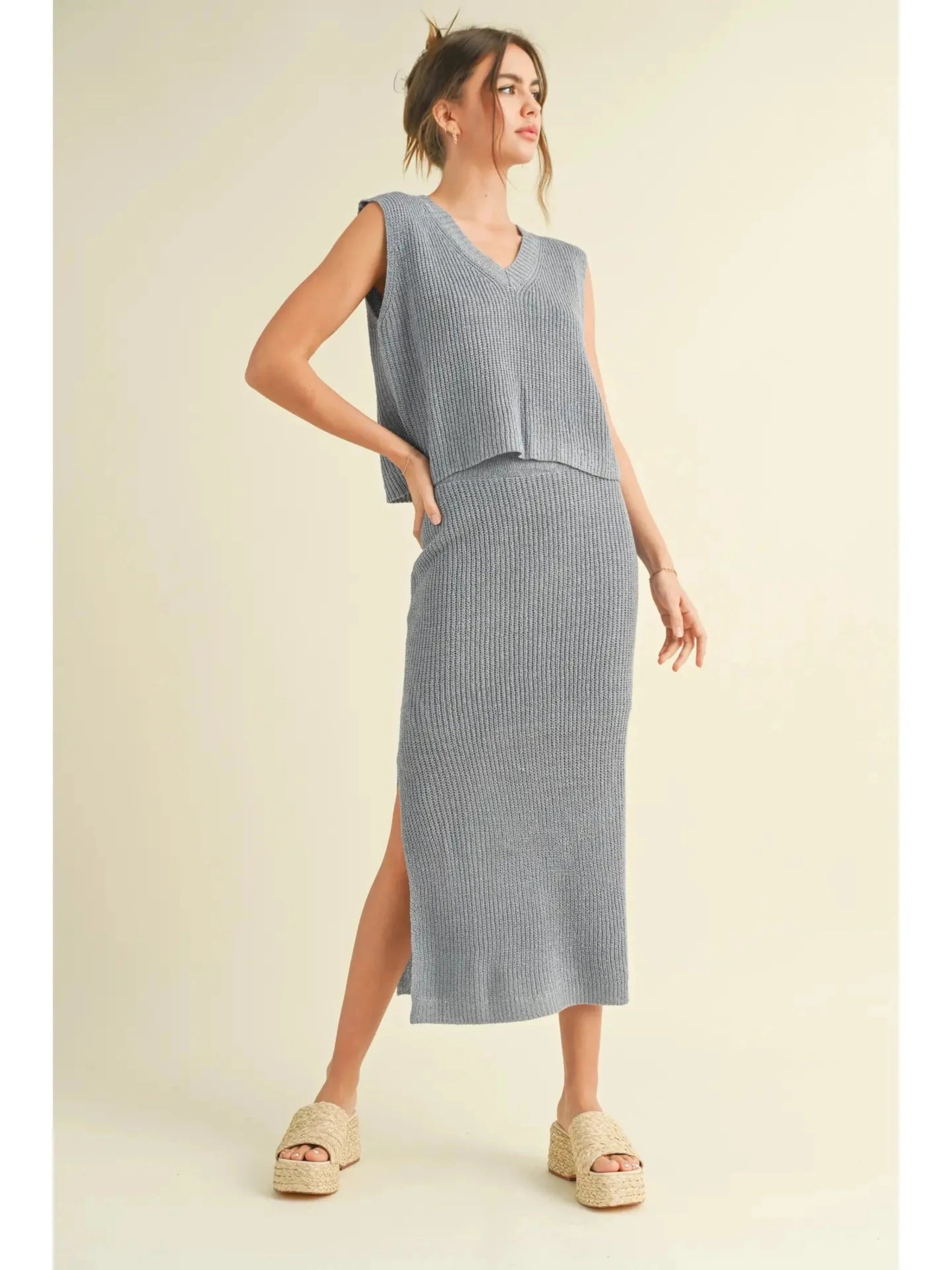 Nora Knitted Midi Skirt relaxed fit skirt