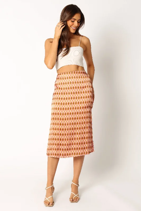Marley Midi Skirt - Mocha chiffon skirt floaty