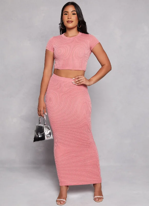 Ribbed High Waist Maxi Skirt wool skirt thick