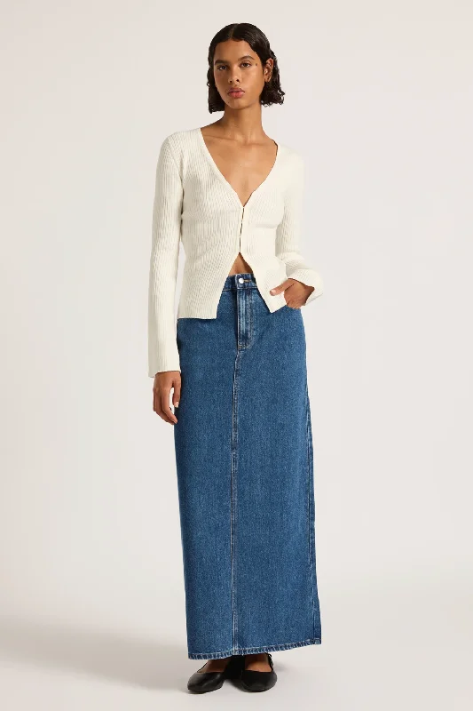 Nude Lucy ORGANIC DENIM MAXI SKIRT wool skirt breathable