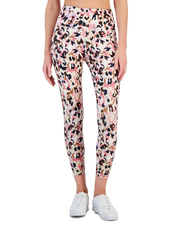 Petite Animal-Print Side-Pocket 7/8 Leggings Fashionable Quick-Dry Yoga Pants