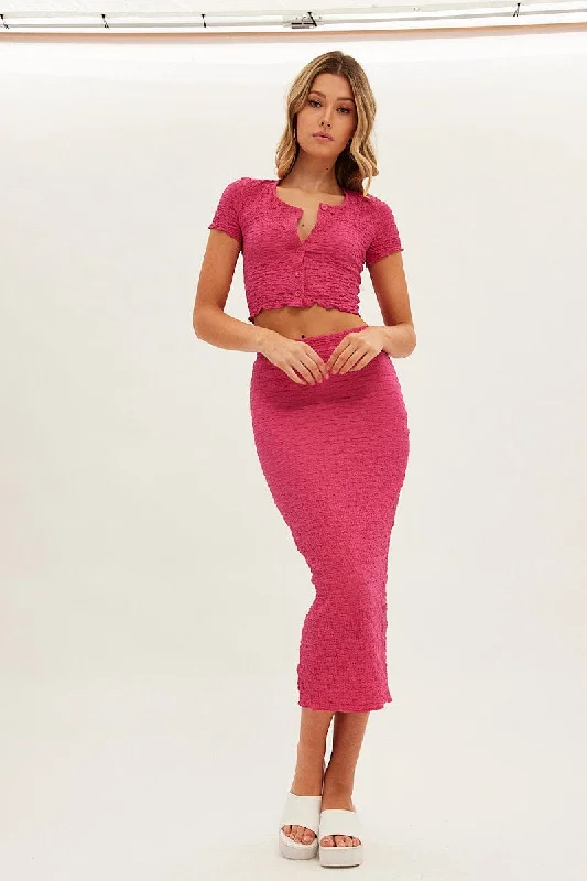 Pink Midi Skirt High Rise Pencil tulle skirt dreamy