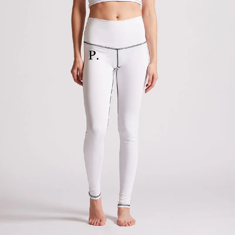 Plain High Waist White Leggings Trendy Leather-Look Workout Leggings