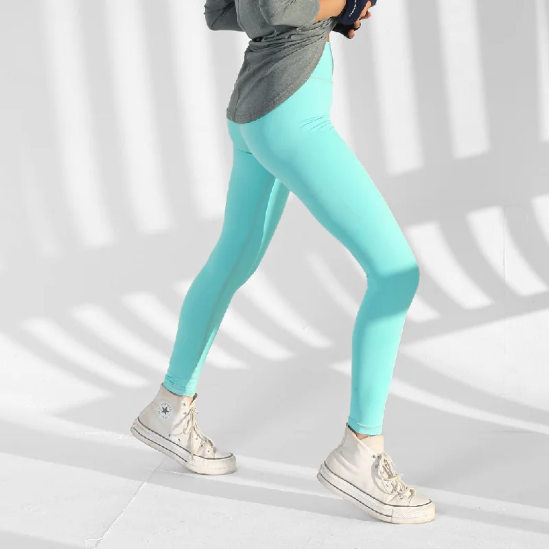 Plain Sportive Stretch Leggings-Mint Green Trendy Ombre Effect Leggings