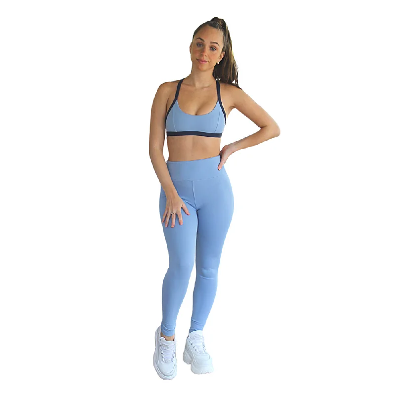 Prema Seamless High Rise Yoga leggings - Powder Blue Elegant Animal Print Leggings