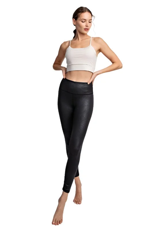 PU Chintz Full-Length Leggings Trendy Faux Suede Leggings