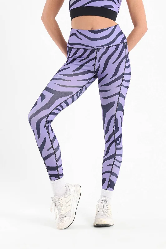 Purple Zebra Printed Leggings - Fit Freak Fashionable Sports Compression Leggings