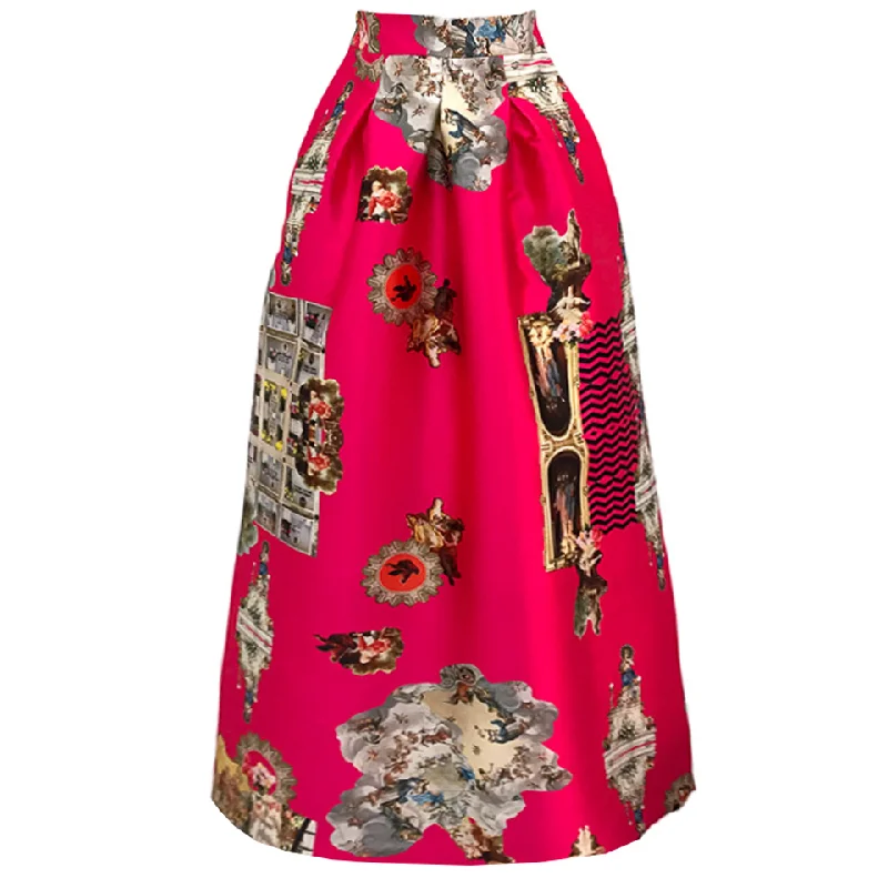 Sicily hot pink long skirt lace skirt intricate