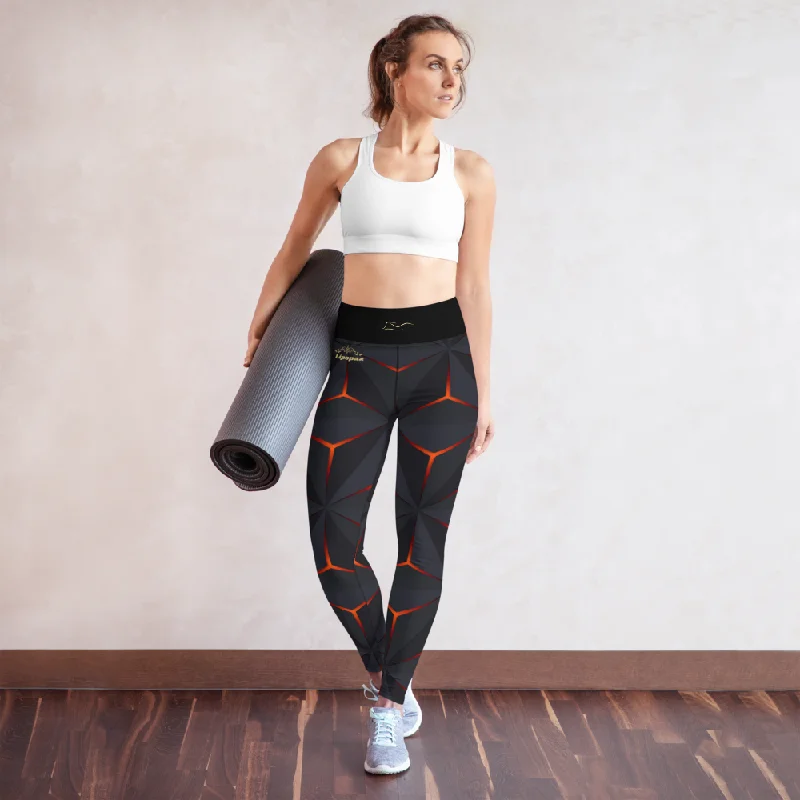 Star Yoga Leggings Comfortable Ribbed Waistband Leggings