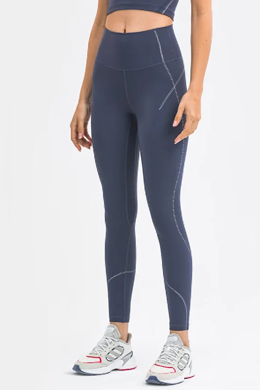 Striped Print Sports Leggings Chic Workout Leggings