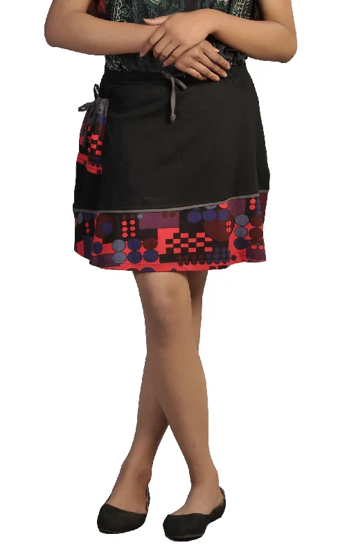 TATTOPANI-knee-length-skirt-with-an-elasticated-waistband-colorful-bubbleprint chiffon skirt flowing