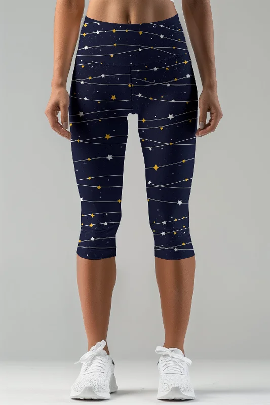 To the Moon & Back Ellie Navy Blue Yoga Capri Leggings - Women Stylish Sporty Performance Leggings