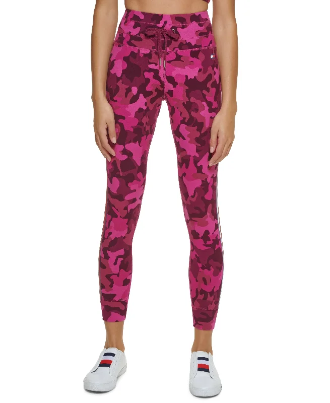 Tommy Hilfiger Sport Womens High Rise Camo Print Leggings Stylish Patterned Active Leggings