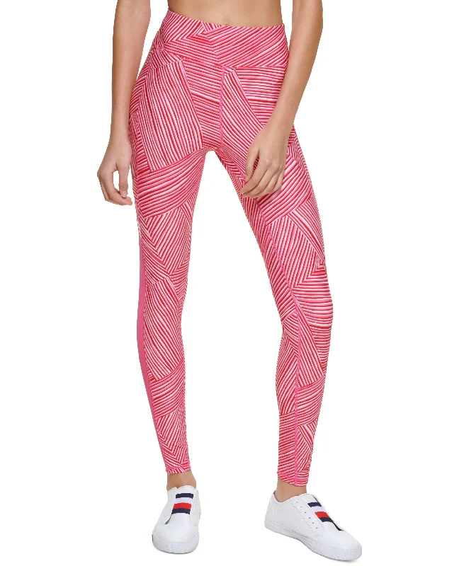 Tommy Hilfiger Sport Womens Printed High Rise Leggings Cozy Bootcut Leggings