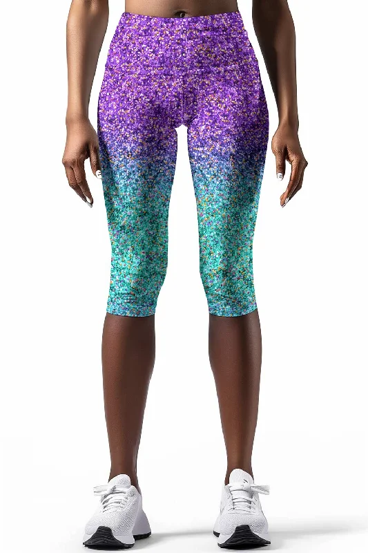 Ultraviolet Ellie Purple Performance Yoga Capri Leggings - Women Casual Black Leggings