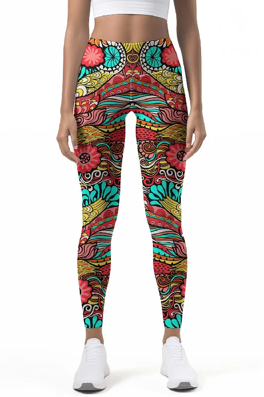 Verve Lucy Printed Performance Yoga Leggings - Women Comfortable Slim Fit Leggings