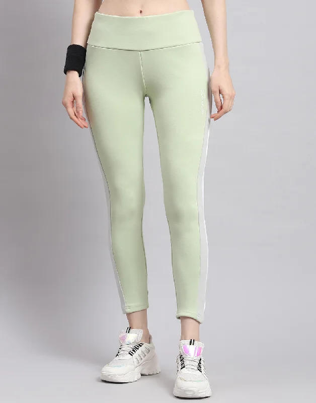 Women Green Solid Regular Fit Legging Trendy Fitness Leggings