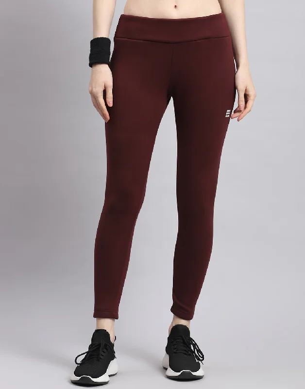 Women Maroon Solid Regular Fit Legging Elegant Casual Fit Leggings
