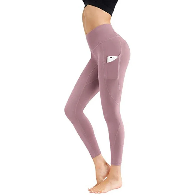 Women Solid Leggings Push Up High Waist Comfortable Slip-On Compression Leggings
