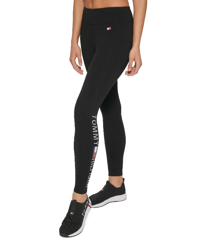 Women's High Rise Logo Leggings Classic Solid Color Leggings