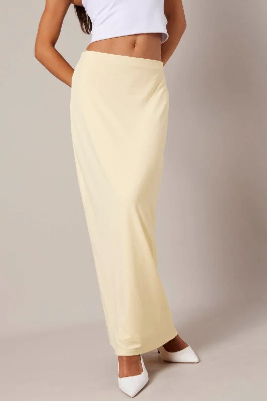 Yellow Supersoft Slim Fit Maxi Skirt lace skirt delicate
