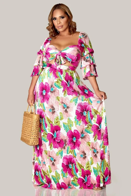 Jazlyn Floral Crop Top and Maxi Skirt Set linen skirt breathable